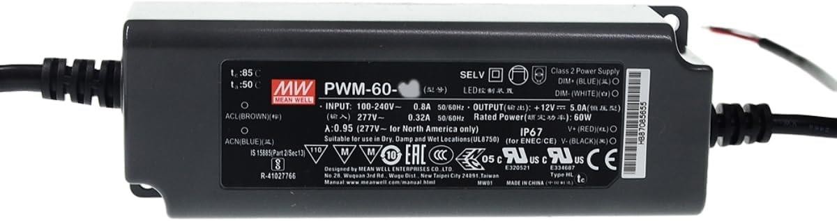 Alimentation LED Mean Well PWM-60-12DA2 60W transformateur tension constante 12V 5A pour ruban