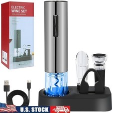 Electric Wine Opener Rechargeable W/ Accessories Effortless Cork Removal Set New