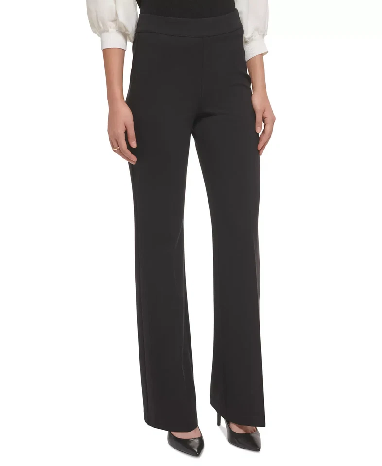 Pantalones para mujer DKNY talla L suave ponte tejido tiro alto pull-on Foto 3 de 4