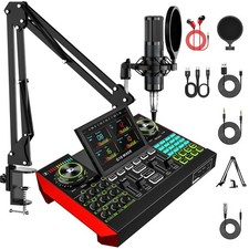 Podcast Equipment Bundle with 3.5mm P15 Condenser Microphone for Pc/Phone Liv...