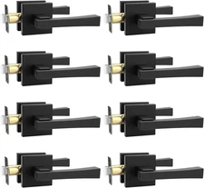 8 Pack Passage Door Handle,Keyless Matte Black Interior Door Knob,Heavy Duty Doo