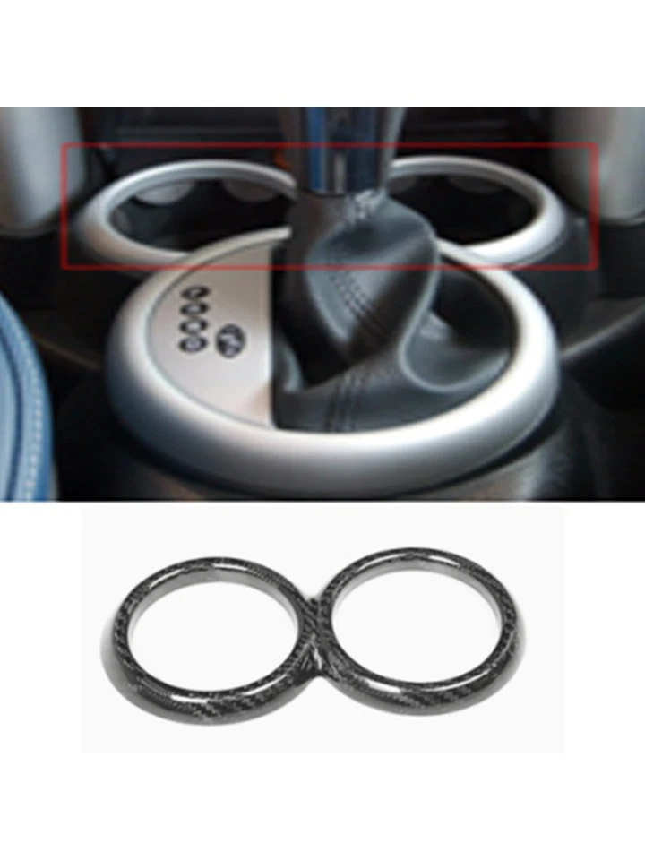 Suporte para copo de carro anel acabamento para BMW Mini Cooper R50 R52 R53 2001-2008 carbono real - Imagem 2 de 4