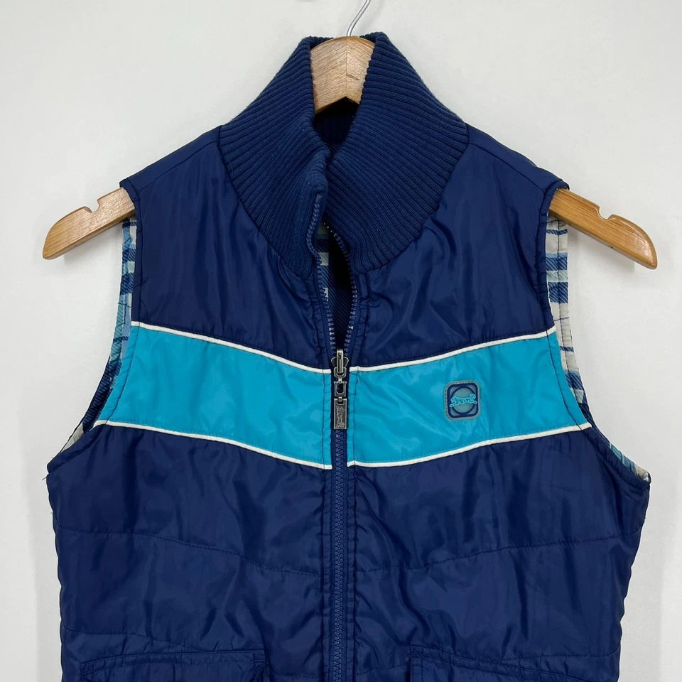 Chaleco acolchado Le Tigre para mujer talla M azul reversible sin mangas Foto 2 de 4