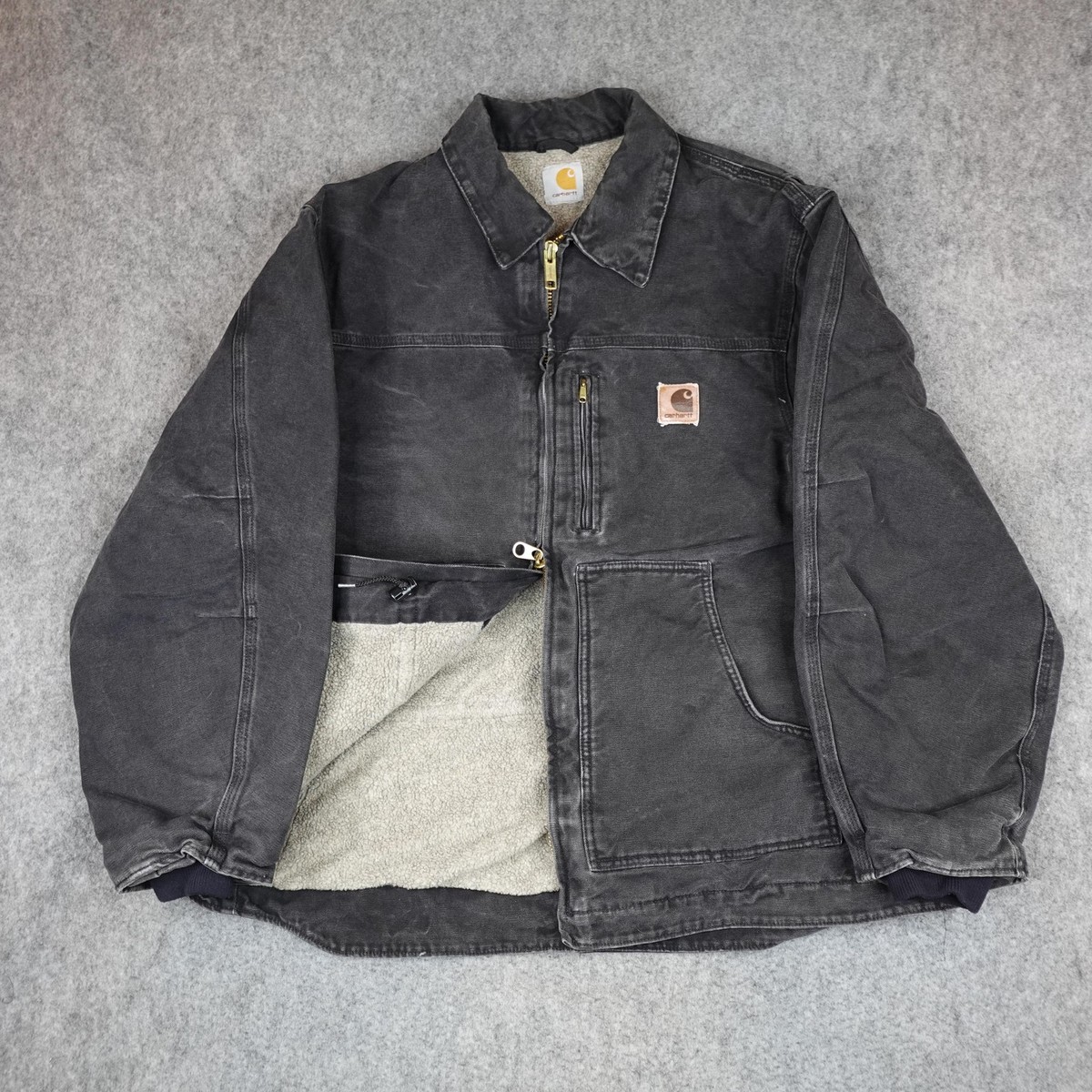 VTG Carhartt Jacket Mens Large Black Sherpa Line Sandstone Ridge