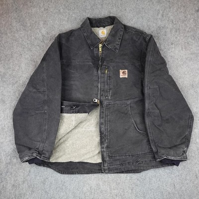 VTG Carhartt Jacket Mens Large Black Sherpa Line Sandstone Ridge
