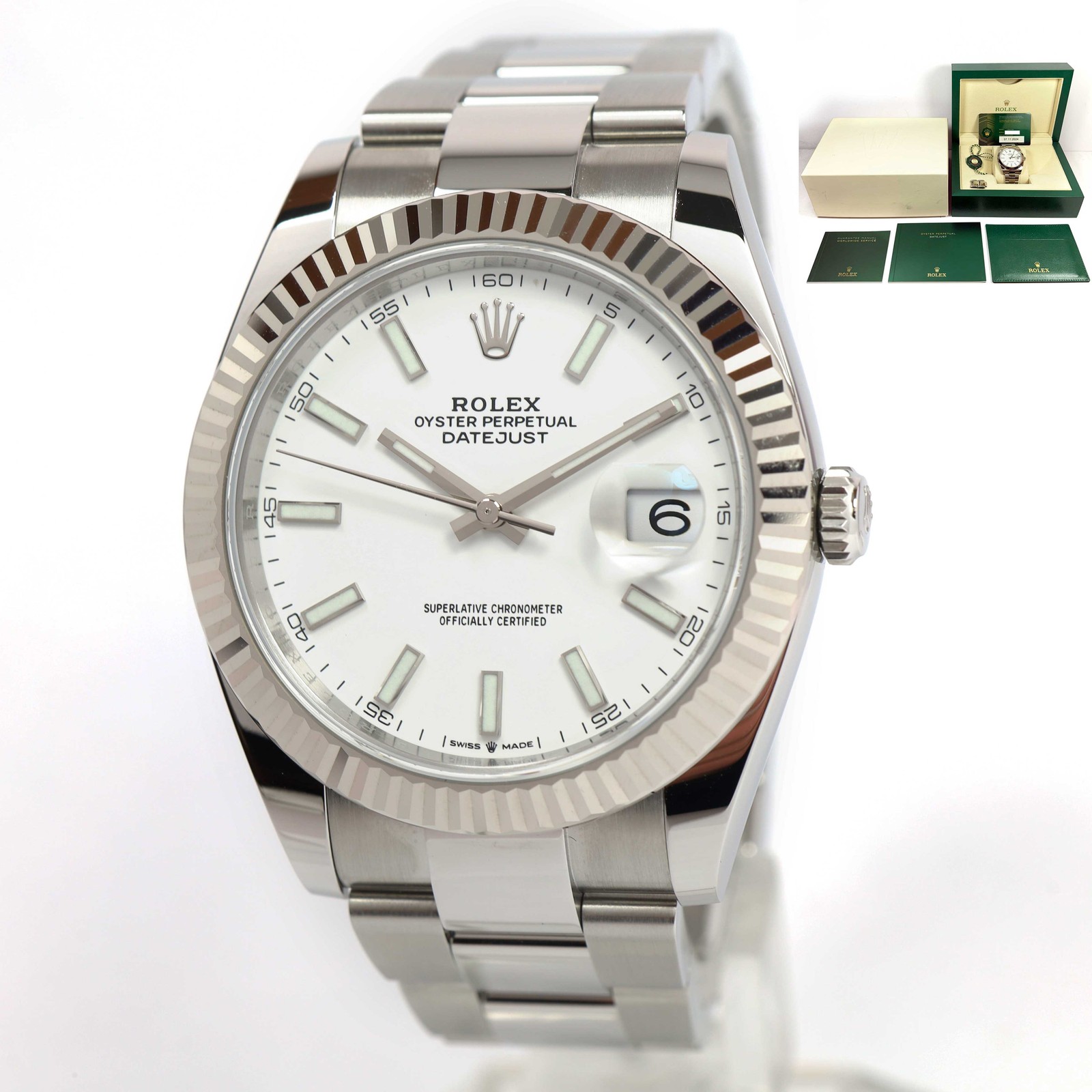 2024 Rolex Datejust 126334 41MM White Dial Fluted Oyster Box Papers