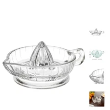 HIC Citrus Juicer Reamer with Handle and Pour Spout, Heavyweight Glass, Clear