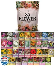 Gardeners Basics, Flower Seeds Packets for Planting 35 Individual Varieties P