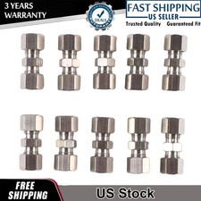 10 Pcs Straight Brass Brake Line Compression Fitting Unions For Od Tubing 316