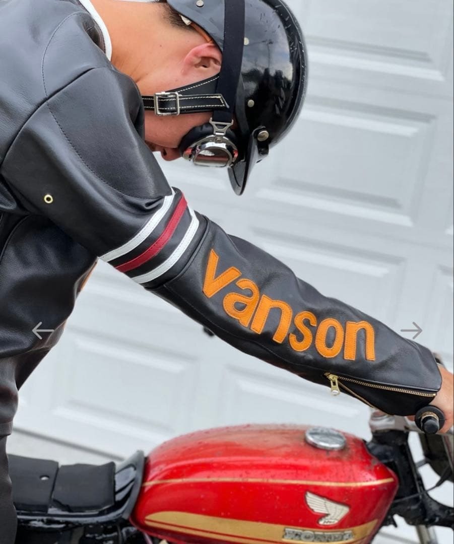 VANSON Single Riders One Star Motorcycle Leather Race Jacket Size