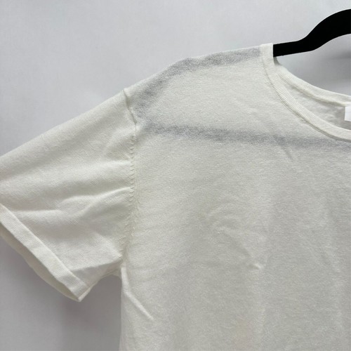 The Reset R Label Everyday Knit Tee Size M White Linen Boxy Fit Sheer Preppy NWT - Picture 2 of 12