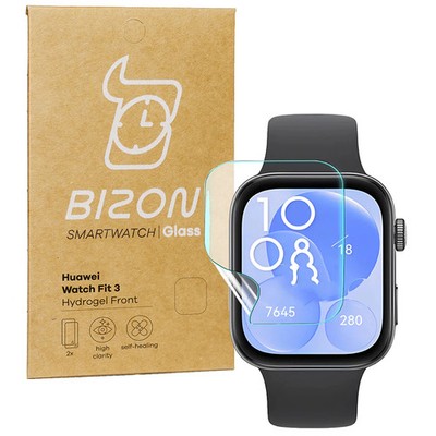 2x Hydrogel Folie für Huawei Watch Fit 3 Bizon Schutzfolie Displayschutzfolie