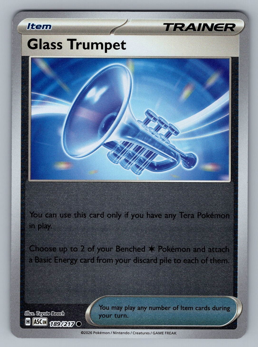 Glass Trumpet 189/217 Common Ascended Heroes Pokemon Reverse Holo Near Mint
