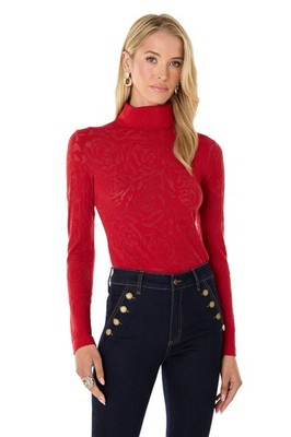 Alina Rose Turtleneck Top  Red THE NOLI SHOP