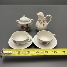 Vintage Miniature Child  s Tea Set White With Pink Roses Mixed Lot Japan FLAWS 