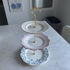 Custom Three Tier Cake Stand Made With Combination Of Antique Salad/Dessert