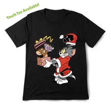 Tom Jerry Christmas Graphic Youth T-Shirt-Classic Crew Neck Tee T-Shirt