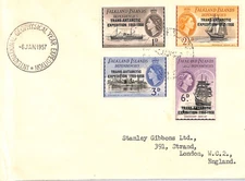 ANTARCTIC EXPEDITION Cover 1957 Falkland Islands Deps SHIPS Set GEOPHYSICS YJ411