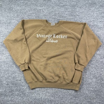Vintage 80s Locker Detroit Raglan Sweatshirt XL 24x24 Brown Michigan