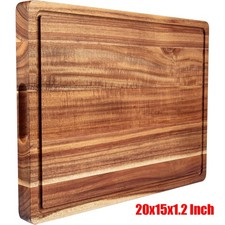 20x15x1.2Inch Acacia Wood Cutting Board Serving Tray with Juice Slot for Kitchen