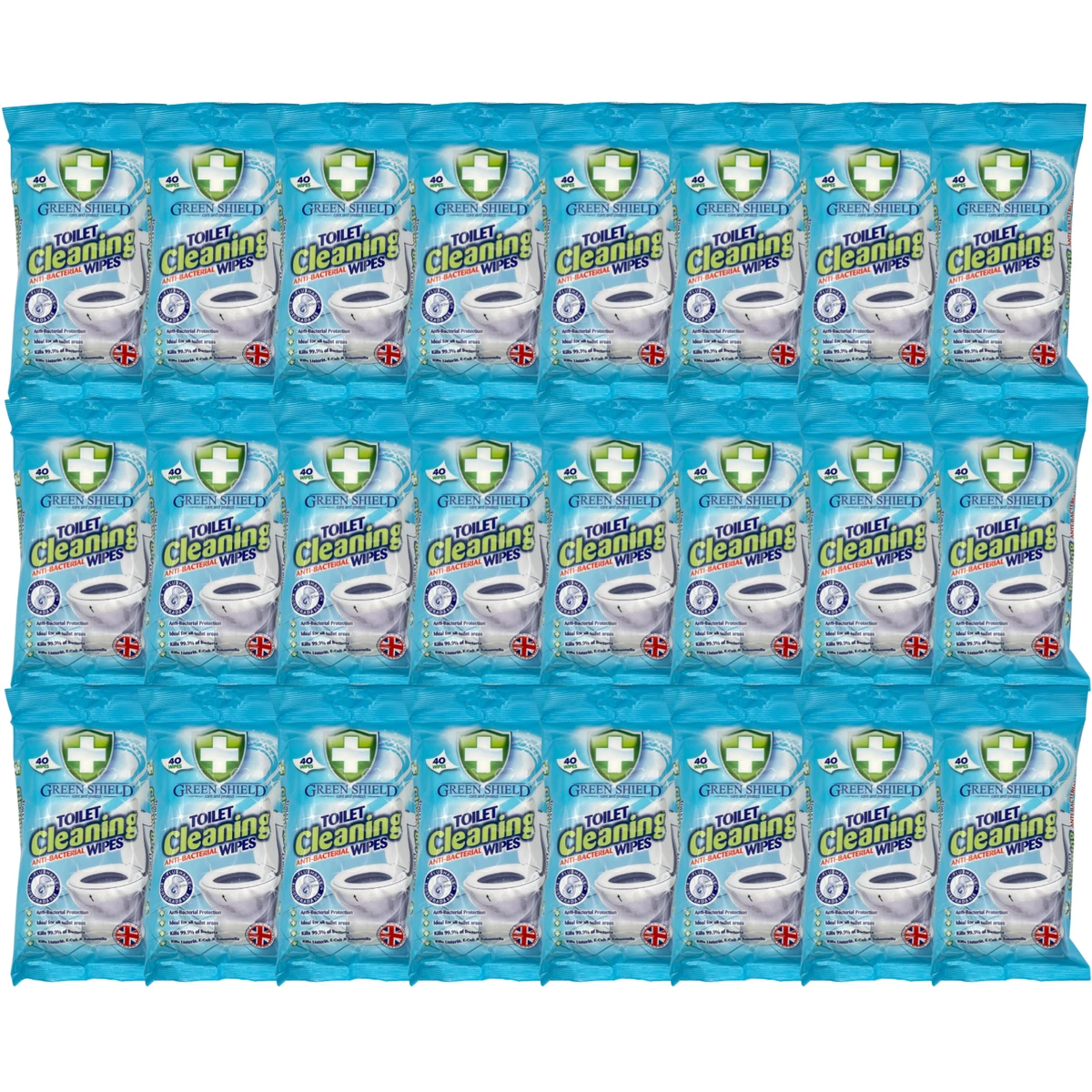 Green Shield Toilet Cleaning Anti-Bacterial Flushable 40 Wipes
