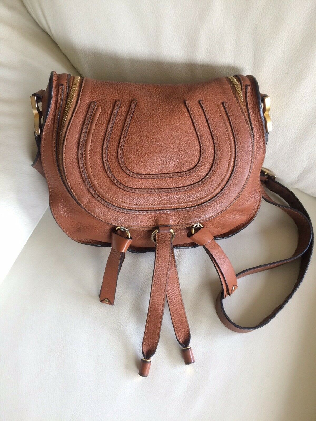Beautiful & Rare Authentic Chloe Medium Marcie Tan Satchel Crossbody Bag