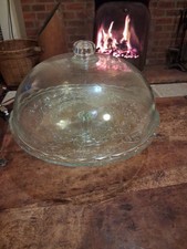Cake Stand With Domed Lid Pedestal Embossed Floral Clear Glass, 29cm
