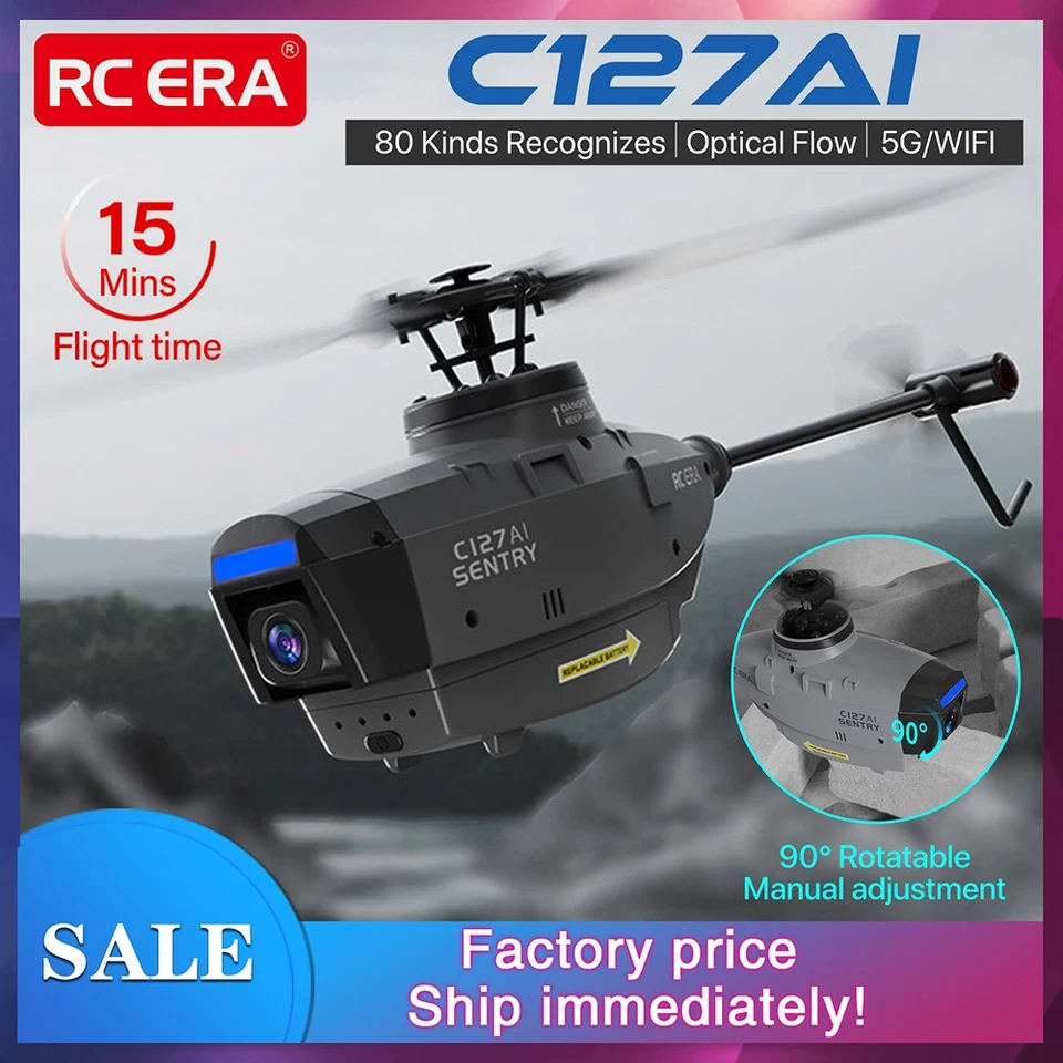 RC ERA C127AI RC Helicopter Brushless 5G WIFI Camera w/ AI Recognition System - Image 3 of 4