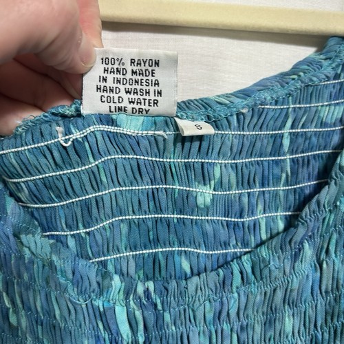 Go Fish Clothing & Jewelry Co. Shirred Batik Sleeveless Dress Size Small - Picture 3 of 5