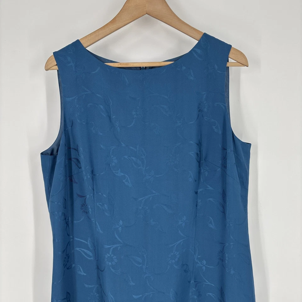 Talbots Womens Silk Midi Dress 16 Blue Floral Classic Luxury Resort Cruise - Image 2 of 4