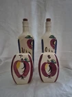 Purinton Pottery Tall Vinegar /  Oil / Salt And Pepper Apple Pattern Set