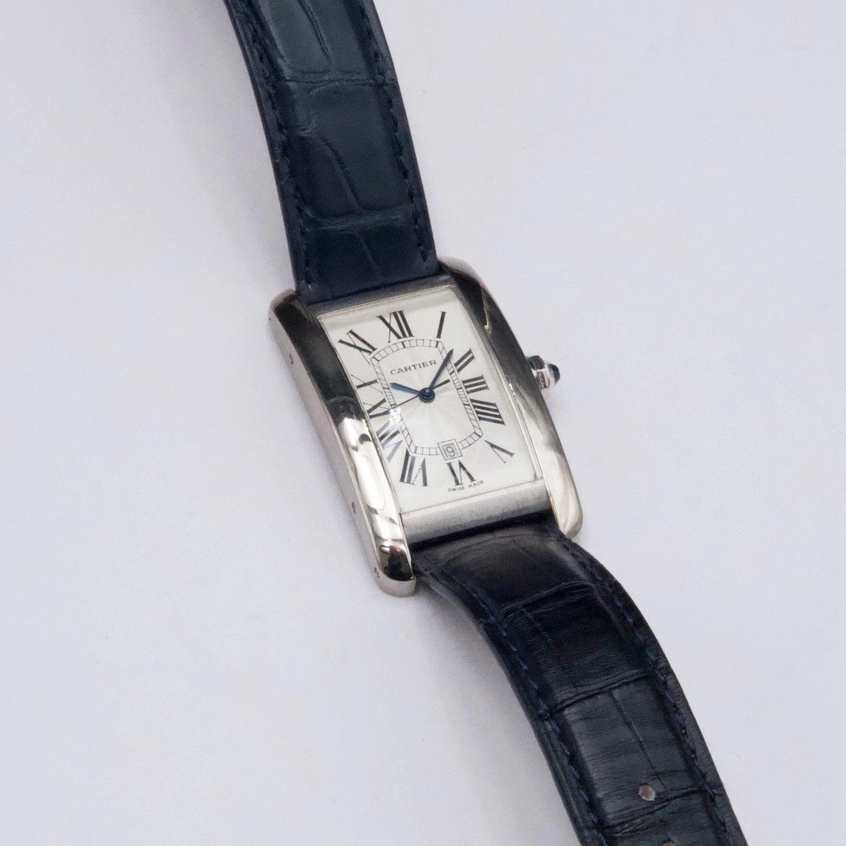 Cartier Tank Americaine W2605556 18K White Gold Mens Watch | eBay