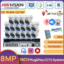 Hikvision 16CH NVR 4K Hybrid Light ColorVu+IR Security Camera System 2-Way Audio
