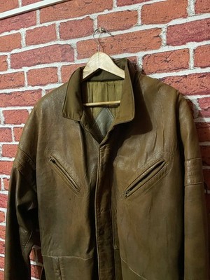 Vintage VINCI Leather Jacket Men Brown Made in Italy Biker Coat