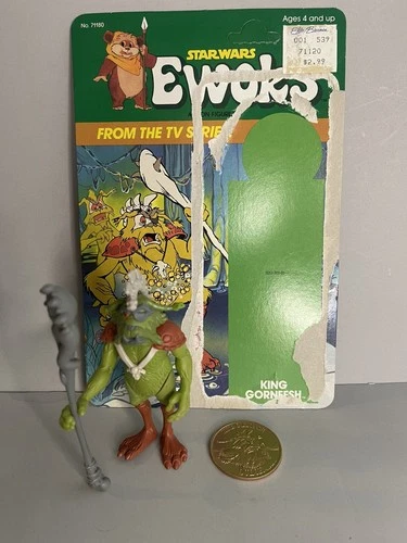 Vintage Kenner Star Wars Ewoks King Gorneesh w/Weapon, Coin + Cardback  Original