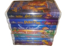6 Disney Black Diamond VHS MOVIES Bambi Robin Hood Cinderella Peter Pan & More