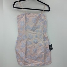NWT LULU'S Dress Womens Small Pink Sweet Elite Floral Jacquard Spaghetti Strap