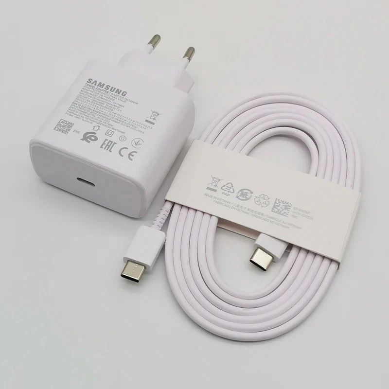 Carregador super rápido Samsung 45W plugue UE cabo tipo C 1.8M para S24 S23 S22 EUA - Imagem 2 de 4