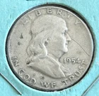 1954-D Benjamin Franklin Silver Half Dollar 90% Silver