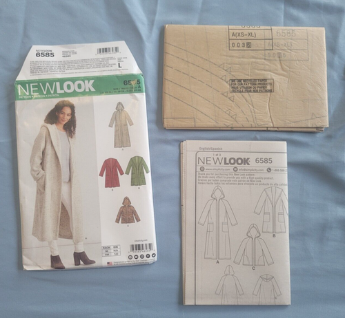 New Look 6585 Coats Hooded 3 Lengths Sewing Pattern Misses Size XS-XL 6-24