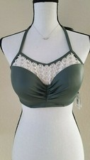 SHADE SHORE Olive Green BIKINI TOP SIZE 38B Lightly Lined Beautiful Design NWT