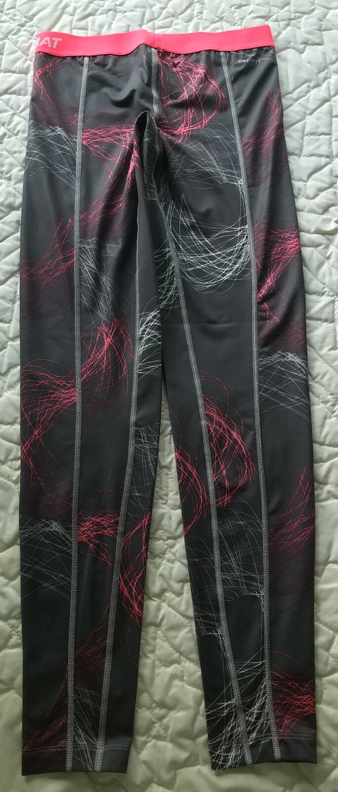 Nike Pro Athletic Leggings Size S Dry Fit Gray Pink White thumbnail 5