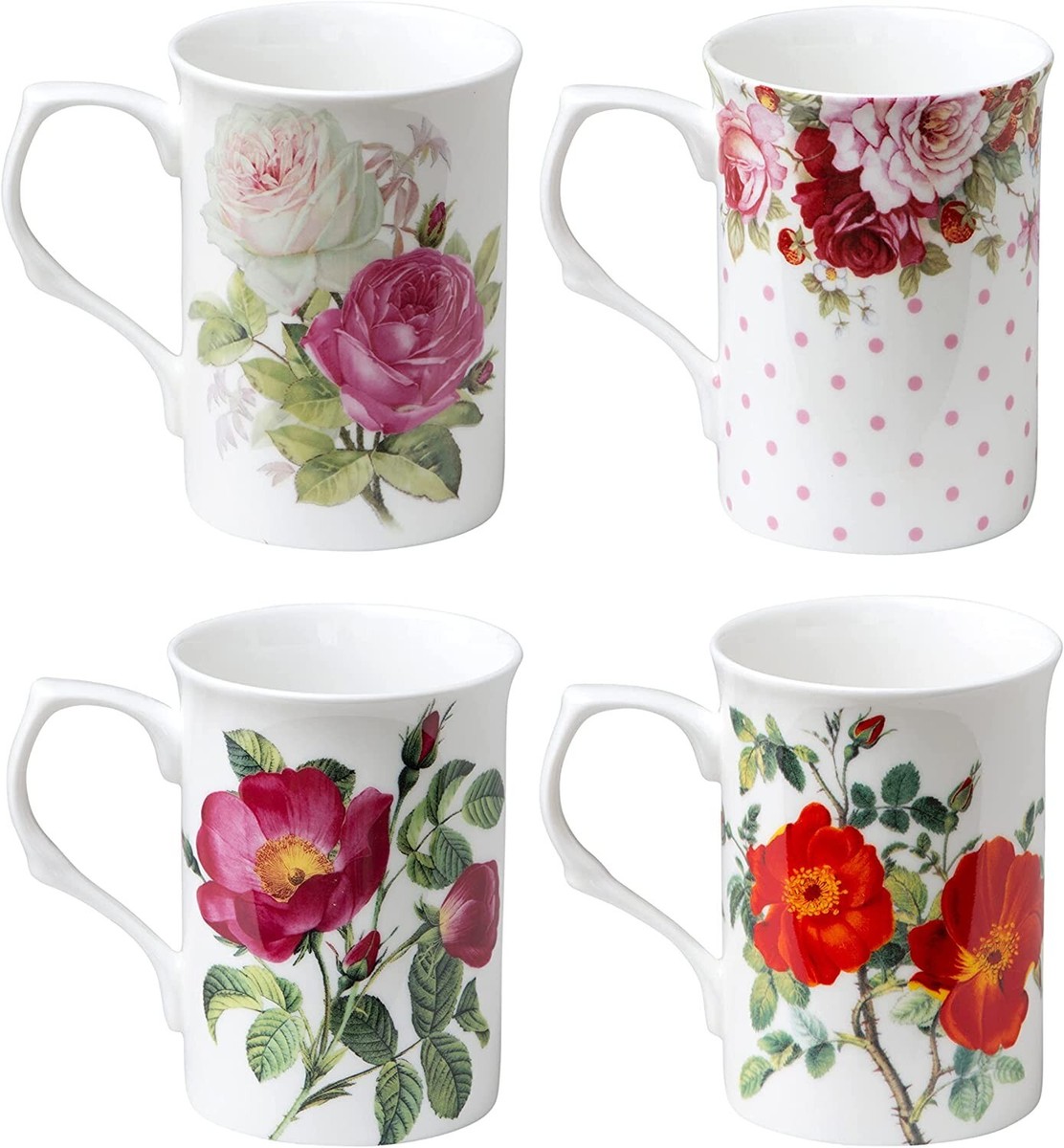 Gracie Bone China - Set Da 4 Tazze Da Tè Con Piattino, Porcellana Ossea, Motivo Fiori Di Ciliegio, Lavabili In Lavastoviglie - 2