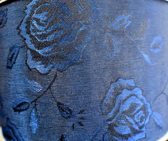 Royal Blue Baroque Rose Fabric Ribbon 15 Yard Roll 2 3/4 inch Wide Vintage WFR - Image 2 of 4