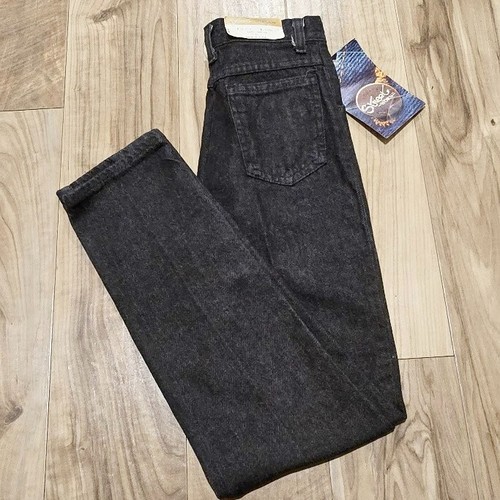 NOS Vtg Street Worn Black Jeans 12 Slim Girls High Rise Straight Leg 23.5X27.25 - Picture 8 of 17
