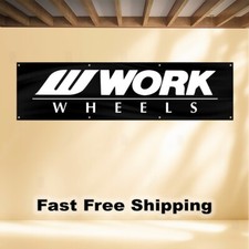 Work Wheels 2x8 Banner Flag Sign Jdm Nobori