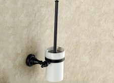 Bathroom Oil Rubbed Brass Toilet Brush Holder Set with One Ceramic Cup 2ba827