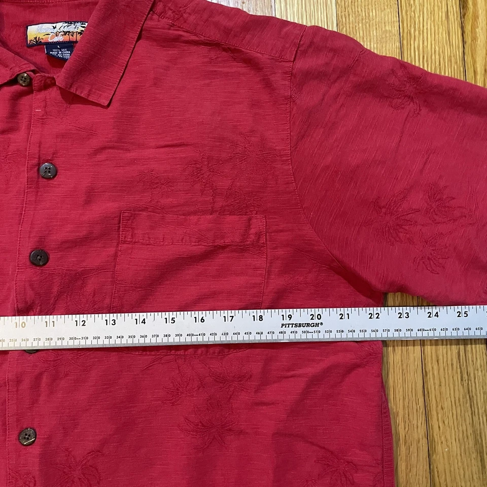 Camisa Havana Jacks Café Hawaiana Para Hombre Grande Roja Abotonada Estampado Palmera Foto 3 de 4
