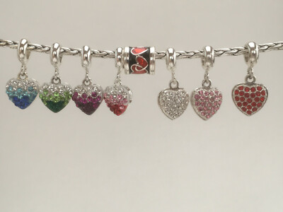 Choice of DaVinci Heart Charms - 8 Styles 8 Colors Transition and CZ
