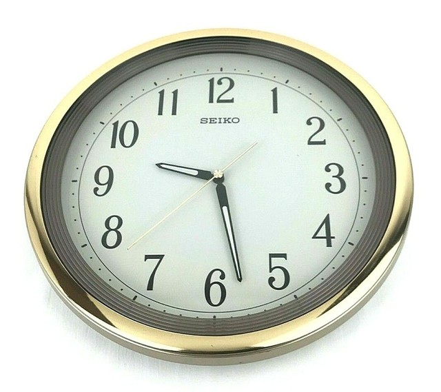 Seiko Quartz Wall Clock, Glow in the dark, Gold Color Trim, 12 inch eBay